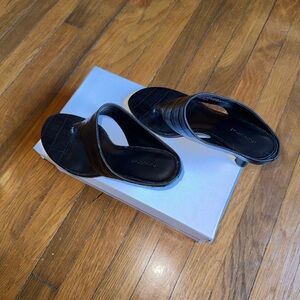 Nordstrom Black Croc-Embossed Slide Mules